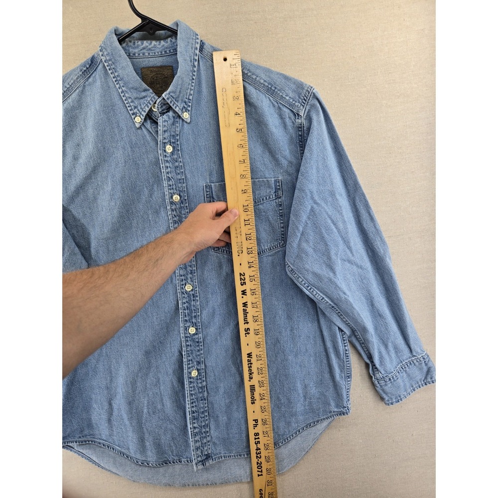 VTG Gap Blue Jeans Denim Shirt Mens Medium Blue Long Sleeve Button Down 90s - Picture 7 of 8